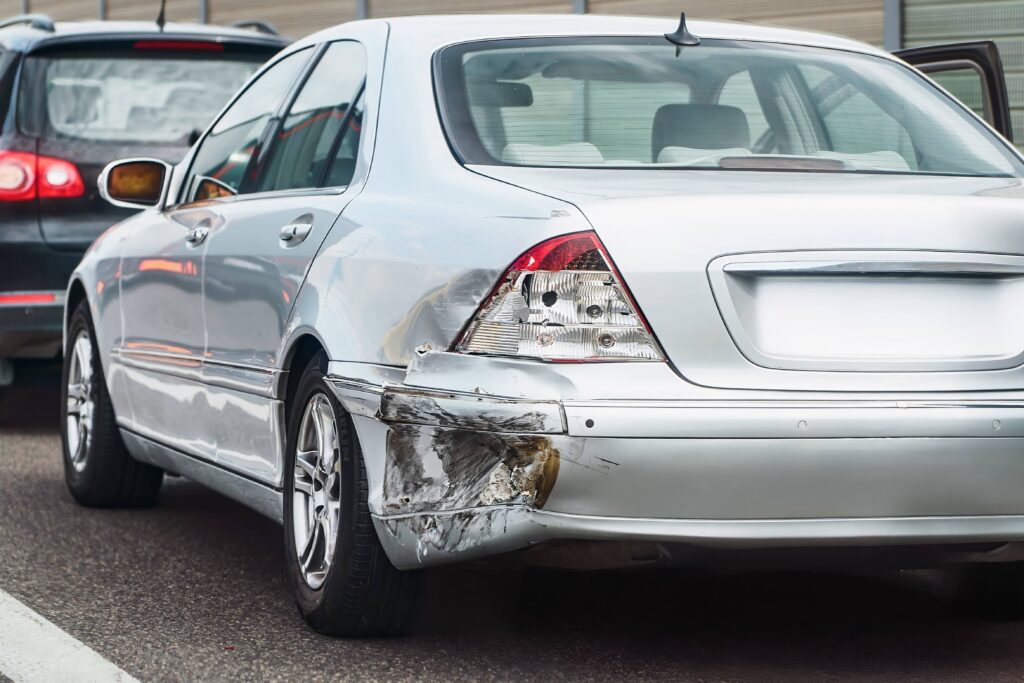 car crash scene damaged vehicle